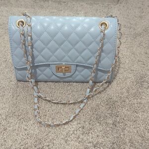 Elegant Quilted Blue Chain Bag